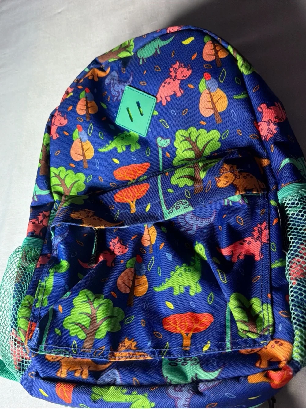 Children's Dino Print Backpack - Blue & Green
